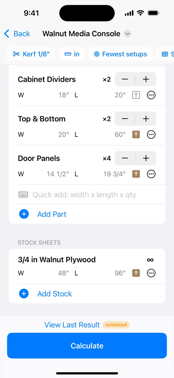 CutList Pro localized App Store screenshot showing cutting layouts and workshop features